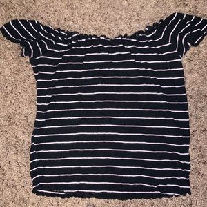 Striped Off The Shoulder Garage Shirt XS